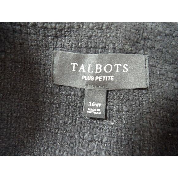 Talbots 16WP Blazer Tweed Black Weave Cotton Cardigan Full Zip Office Career Lin - Picture 2 of 13